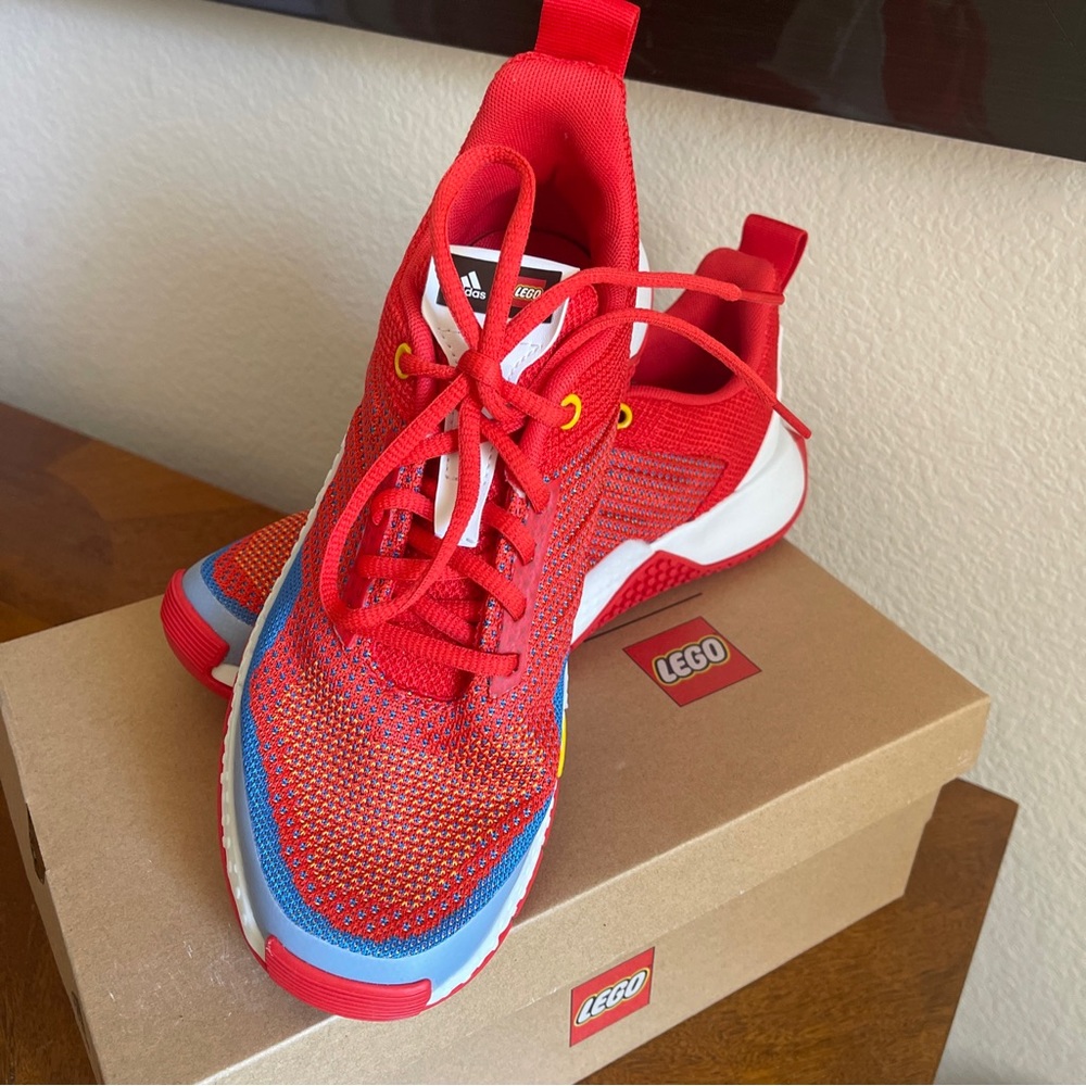 Adidas x Lego Sport Pro J Kids Running Shoes Athletic Sneakers Red White GW3010
